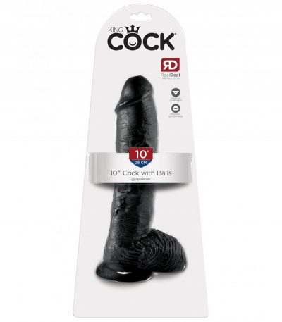 10" COCK WITH BALLS BLACK - Imagen 2