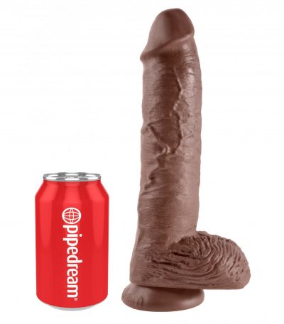10" COCK WITH BALLS BROWN - Imagen 4