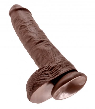 10" COCK WITH BALLS BROWN - Imagen 5