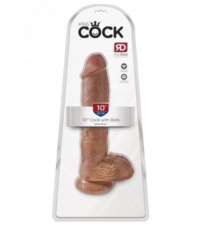 10" COCK WITH BALLS TAN - Imagen 2