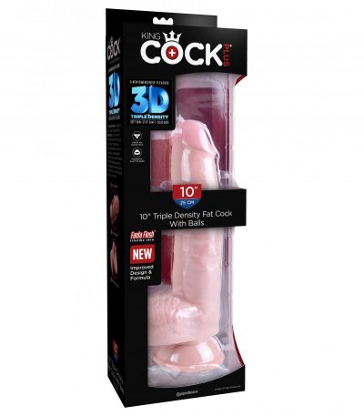 10" TRIPLE DENSITY FAT COCK WITH BALLS LIGHT - Imagen 2