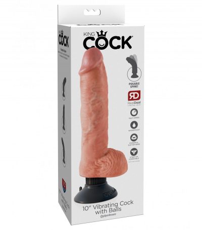 10" VIBRATING COCK WITH BALLS LIGHT - Imagen 2