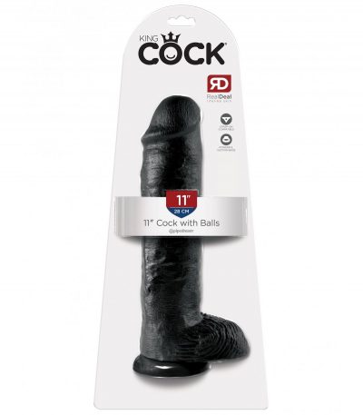 11" COCK WITH BALLS BLACK - Imagen 2