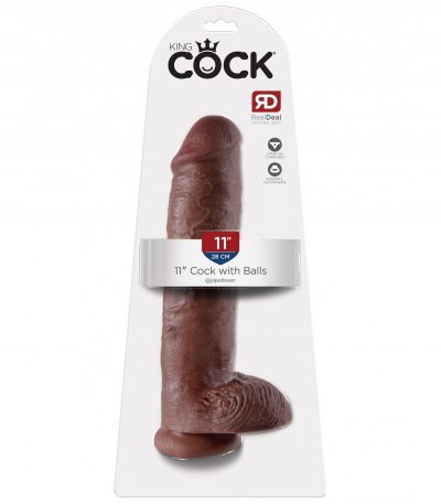 11" COCK WITH BALLS BROWN - Imagen 2