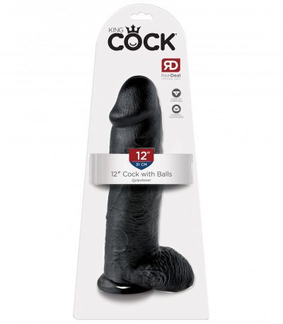 12" COCK WITH BALLS BLACK - Imagen 2