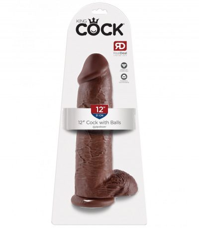 12" COCK WITH BALLS BROWN - Imagen 2