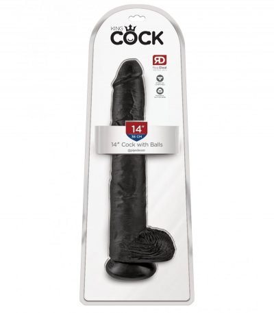 14" COCK WITH BALLS BLACK - Imagen 2