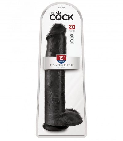15" COCK WITH BALLS BLACK - Imagen 2