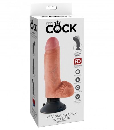 7" VIBRATING COCK WITH BALLS LIGHT - Imagen 2