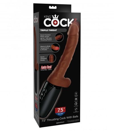 7.5" THRUSTING COCK WITH BALLS BROWN - Imagen 2