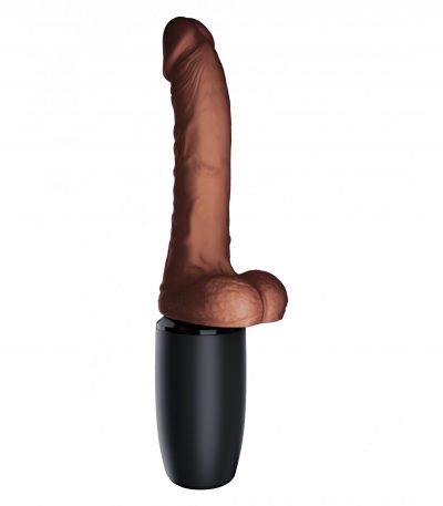 7.5" THRUSTING COCK WITH BALLS BROWN - Imagen 5