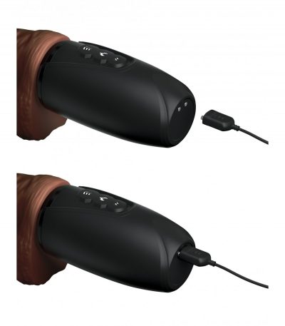 7.5" THRUSTING COCK WITH BALLS BROWN - Imagen 9