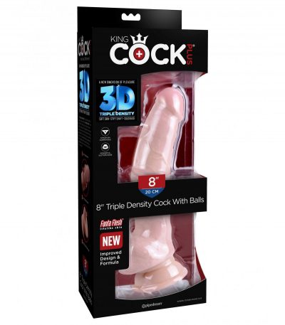 8" TRIPLE DENSITY FAT COCK WITH BALLS LIGHT - Imagen 2
