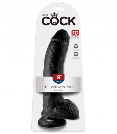 9" COCK WITH BALLS BLACK - Imagen 2