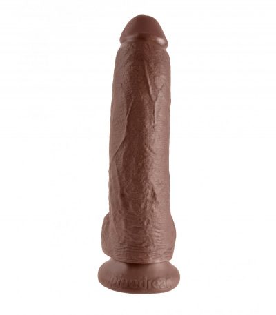 9" COCK WITH BALLS BROWN - Imagen 3