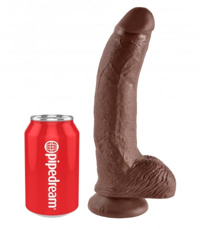 9" COCK WITH BALLS BROWN - Imagen 4