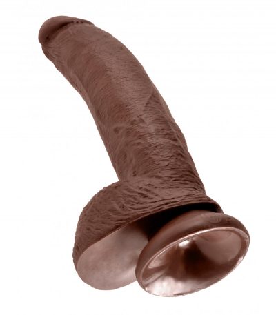 9" COCK WITH BALLS BROWN - Imagen 5