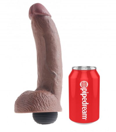 9" SQUIRTING COCK WITH BALLS BROWN - Imagen 4