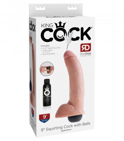 9" SQUIRTING COCK WITH BALLS LIGHT - Imagen 2