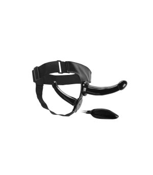 BLACK MAGIC DOUBLE STRAP-ON HARNESS W/ VIBRATION 17'8 CM BLACK