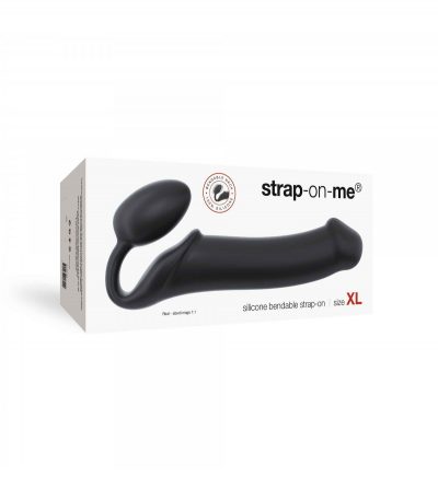 HARNESS DILDO STRAP-ON FLEXIBLE SOFT SILICONE BLACK XL - Imagen 4