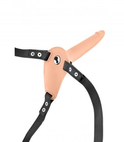 STRAP-ON FLESH SILICONE HARNESS USB VIBRATOR 15"5 CM - Imagen 3