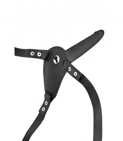 STRAP-ON BLACK SILICONE HARNESS USB VIBRATOR 15"5 CM - Imagen 3
