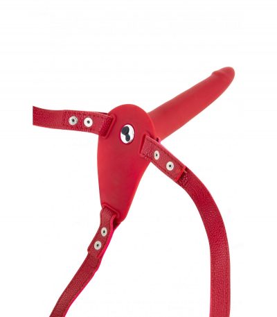 STRAP-ON RED SILICONE HARNESS USB VIBRATOR 15"5 CM - Imagen 2