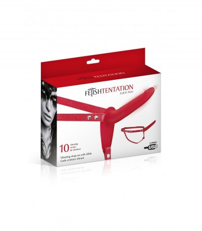 STRAP-ON RED SILICONE HARNESS USB VIBRATOR 15"5 CM - Imagen 3