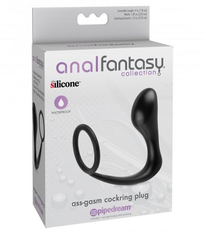 ASS-GASM COCKRING PLUG BLACK - Imagen 2