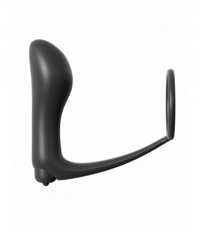 ASS-GASM COCKRING VIBRATING PLUG BLACK - Imagen 3