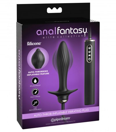 AUTO-THROB INFLATABLE VIBRATING PLUG BLACK - Imagen 2