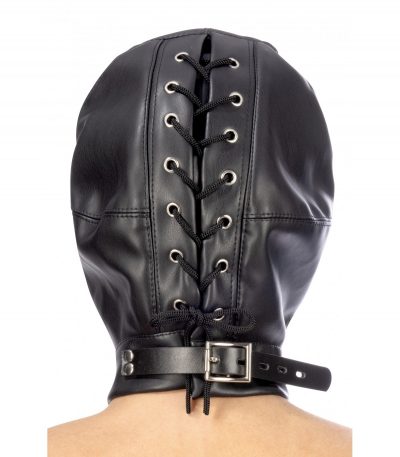 ADJUSTABLE BLACK HOOD WITH MOUTH OPENING - Imagen 2