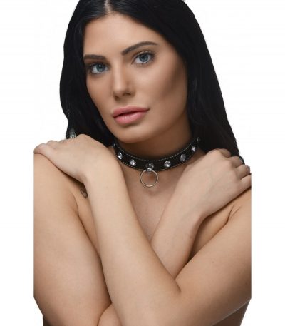 CLEAR STONES CHOKER NECKLACE WITH RING - Imagen 4