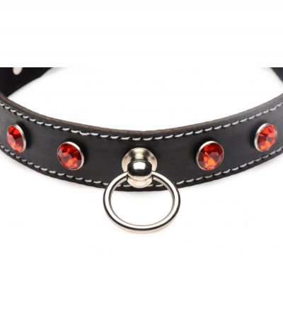 RED STONES CHOKER NECKLACE WITH RING - Imagen 2