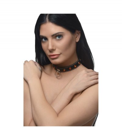 RED STONES CHOKER NECKLACE WITH RING - Imagen 4