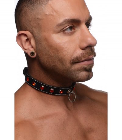 RED STONES CHOKER NECKLACE WITH RING - Imagen 7