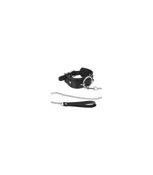 ADJUSTABLE BLACK COLLAR WITH RING AND STRAP
