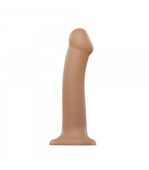 DILDO WITH SUCTION CUP SUITABLE HARNESS DUAL DENSITY FLEXIBLE CARAMEL L