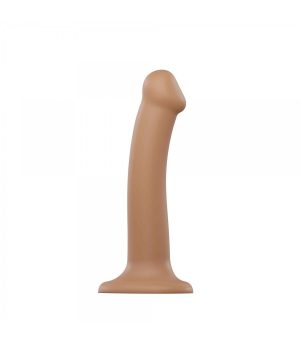 DILDO WITH SUCTION CUP SUITABLE HARNESS DUAL DENSITY FLEXIBLE CARAMEL M