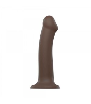 DILDO WITH SUCTION CUP SUITABLE HARNESS DUAL DENSITY FLEXIBLE CHOCOLATE L