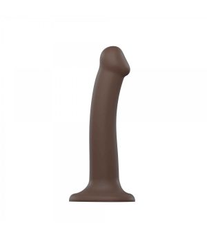 DILDO WITH SUCTION CUP SUITABLE HARNESS DUAL DENSITY FLEXIBLE CHOCOLATE M