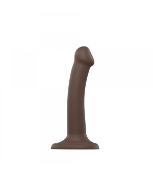 DILDO WITH SUCTION CUP SUITABLE HARNESS DUAL DENSITY FLEXIBLE CHOCOLATE S