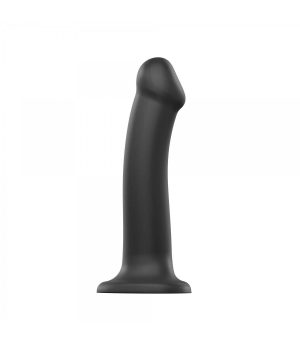 DILDO WITH SUCTION CUP SUITABLE HARNESS DUAL DENSITY FLEXIBLE BLACK L
