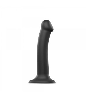DILDO WITH SUCTION CUP SUITABLE HARNESS DUAL DENSITY FLEXIBLE BLACK M