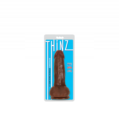 FINE DILDO WITH TESTICLES THINZ CHOCOLATE 15'25 CM - Imagen 2