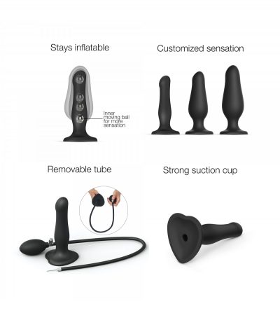 BLACK SILICONE INFLATABLE DILDO PLUG - Imagen 3