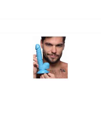 REALISTIC DILDO W/ TESTICLES 16'5 CM BLUE - Imagen 7
