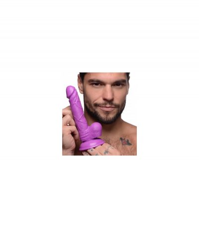 REALISTIC DILDO W/ TESTICLES 16'5 CM PURPLE - Imagen 7