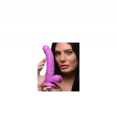 REALISTIC DILDO W/ TESTICLES 19 CM PURPLE - Imagen 8